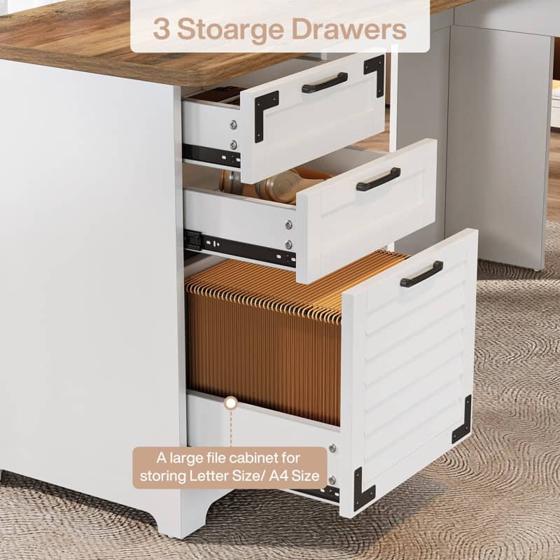 L Shaped Executive Computer Desk with Power Outlets and Type-C & USB Ports