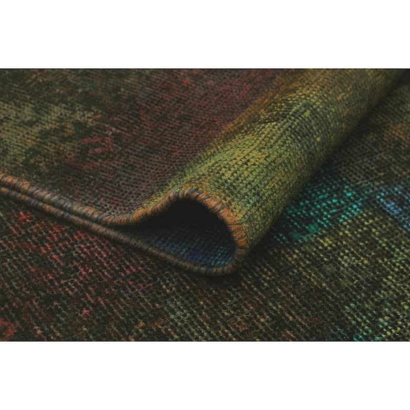 Vintage Rainbow-Dye Mauricio Purple/Green Rug - 3'9" x 7'1"