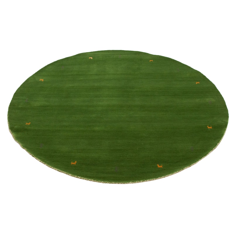 Kashkuli Gabbeh Green Rug 4'11" x 4'11" - 4'11 x 4'11