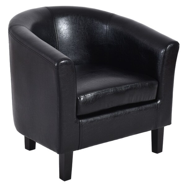 Shop Costway Black Arm Chair PU Leather Single Sofa Tub Barrel Club
