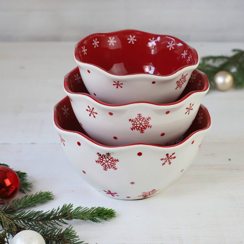 Winterfest 3 Piece Snow Flake Nesting Bowl Set