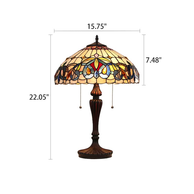 Tiffany-Style Victorian Design 2-light Dark Bronze Table Lamp