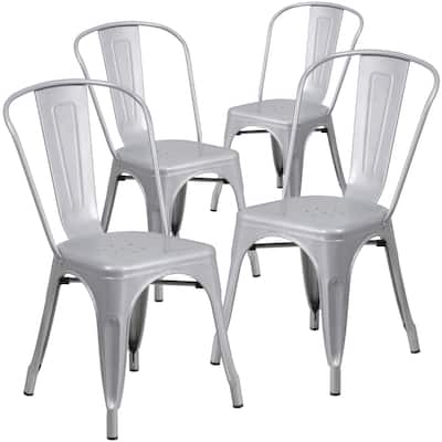 Metal Indoor/ Outdoor Stackable Bistro Chair (Set of 4)