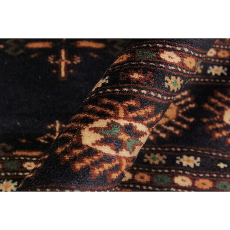 Rustic Bokhara Porter Blue/Blue Hand Knotted Wool Rug - 4'3'' x 5'3''