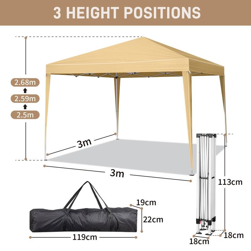 3 x 3m Practical Waterproof Folding Tent 3 Colors