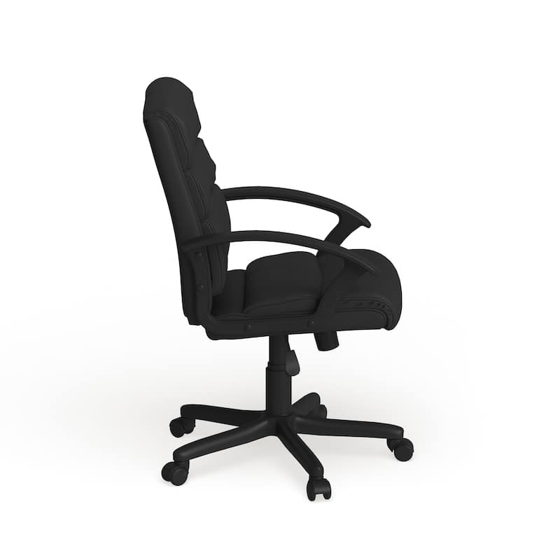 Mid-Back LeatherSoft Swivel Office Chair with Accent Divided Back and Arms