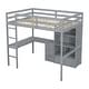preview thumbnail 38 of 38, Full Size Loft Bed with Bulit-in L-Shaped Desk and Ladder, Wooden High Loft Bedframe with Storage Drawers and Shelves