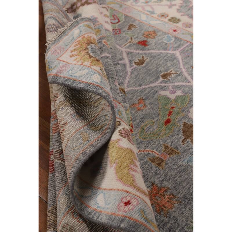 Floral Oushak Indian Area Rug Handmade Wool Carpet - 7'11" X 10'0"