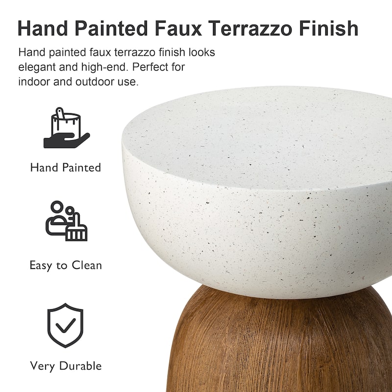 Glitzhome 17.75"H MGO Geometric Faux Terrazzo and Garden Stool