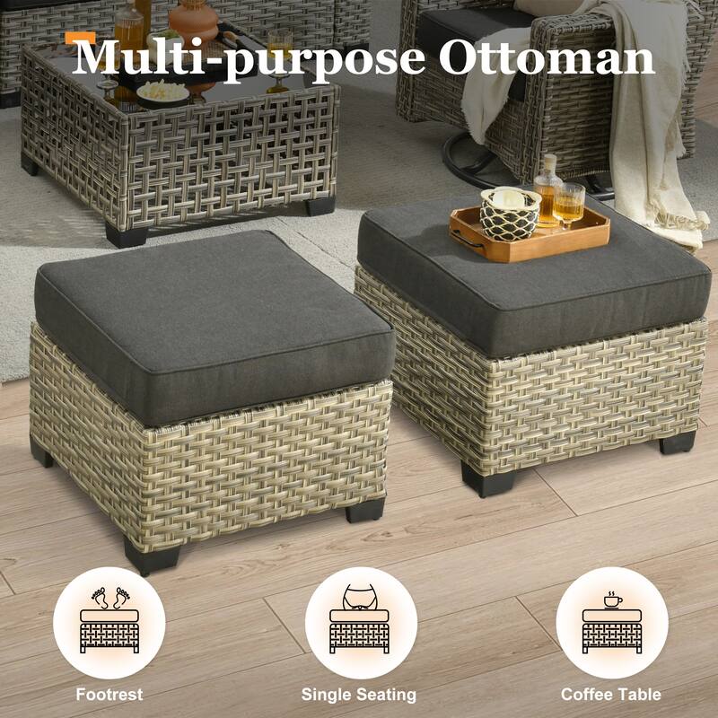 XIZZI 7 Pieces Patio Furniture Wide Armrest Conversation Sofa Set with Ottomans