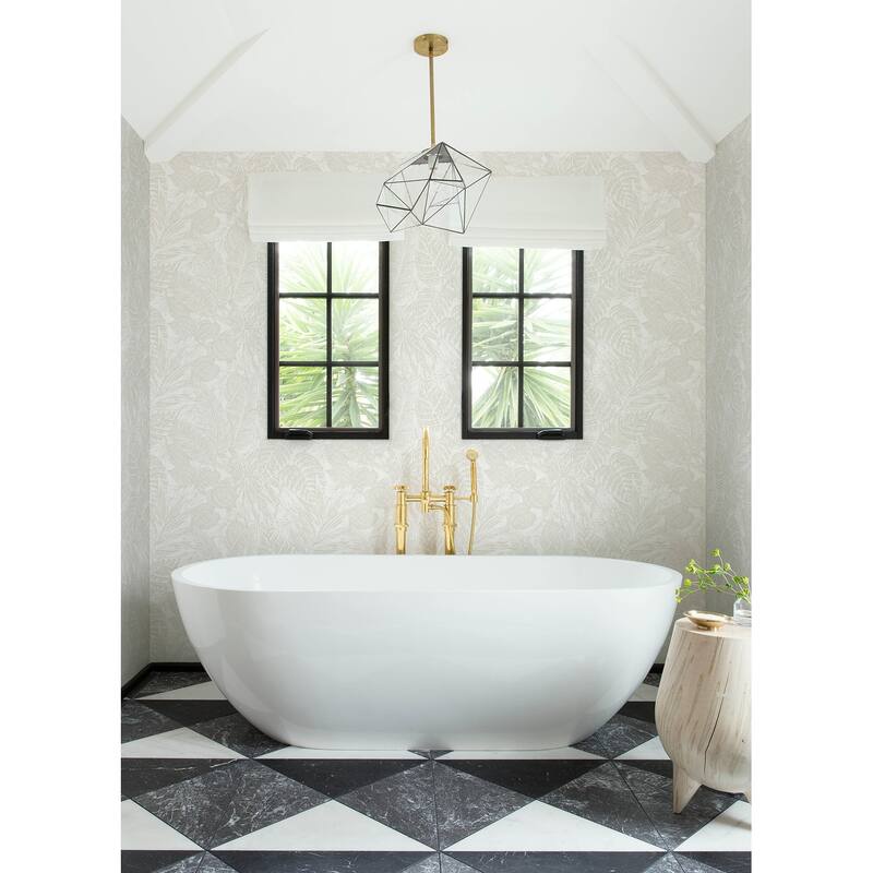 A-Street Prints Brentwood Bone Palm Leaves Wallpaper