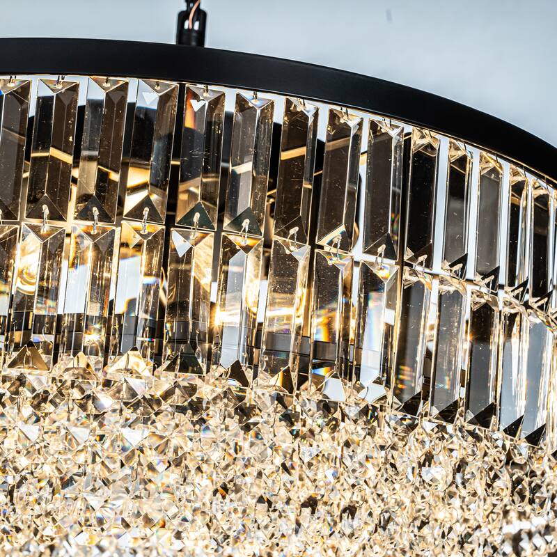 Modern Glam Gold Round Crystal Chandelier