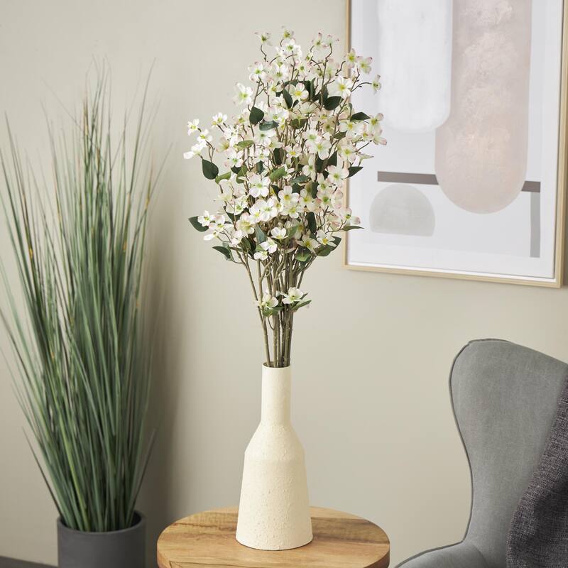 White Faux Foliage Tall Begonia Artificial Flower Stem (Set of 8) - White