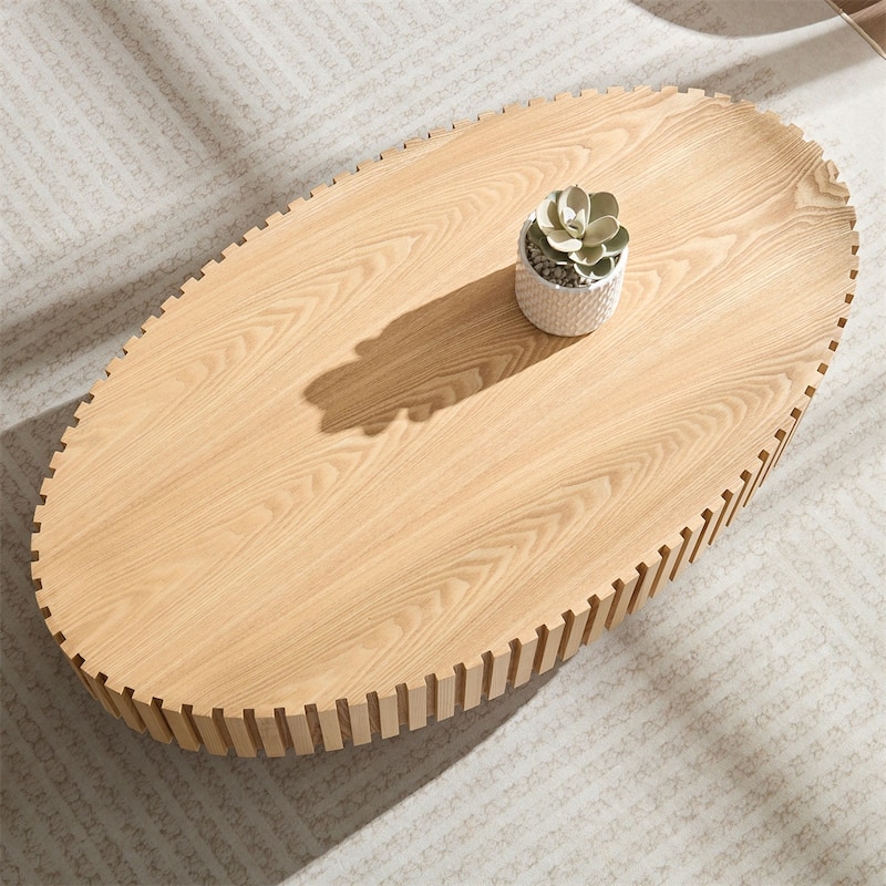 Coffee Table with Sturdy Pedestal for Living Room
