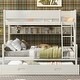 preview thumbnail 3 of 5, Cream Wood Twin over Full Bunk Bed with Storage Shelves and Twin Size Trundle