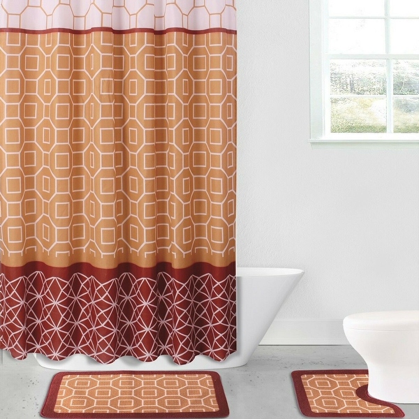 Burgundy and brown shop shower curtain