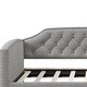 preview thumbnail 7 of 8, Gray Twin Upholstered Daybed Button Tufting Frame Sofa Bed with Trundle and Silver Nail Head Trim, Curved Arms for Guest Room