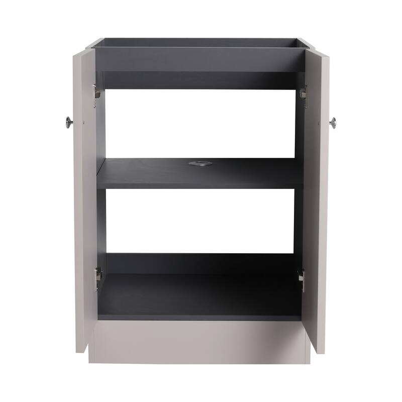 Modern 24 Inch Freestanding Bathroom Vanity Base without Sink, Storage Cabinet with Soft-Close Doors and Adjustable Shelves