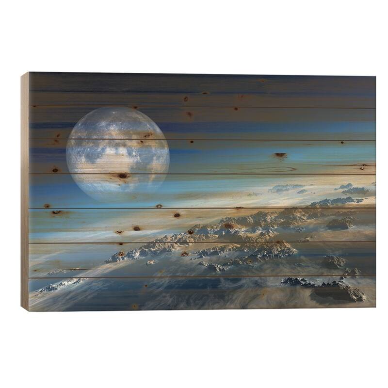 Earth Icy Ocean Aerial View Print On Wood by Johan Swanepoel - Multi-Color - 18x26x1.5