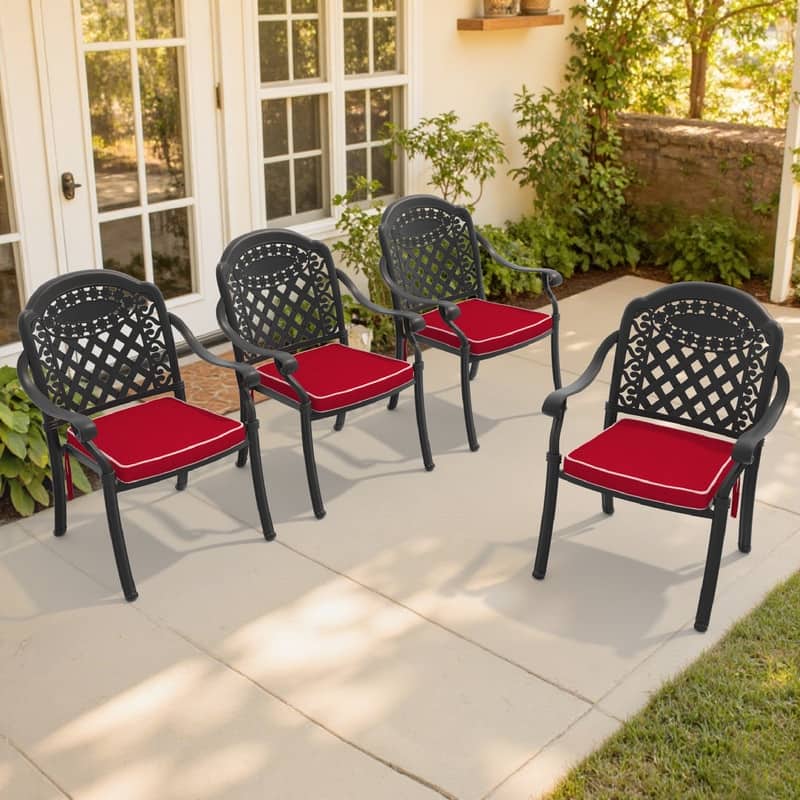 Patio Cast Aluminum Stackable Dining Chair Set (Set of 4)