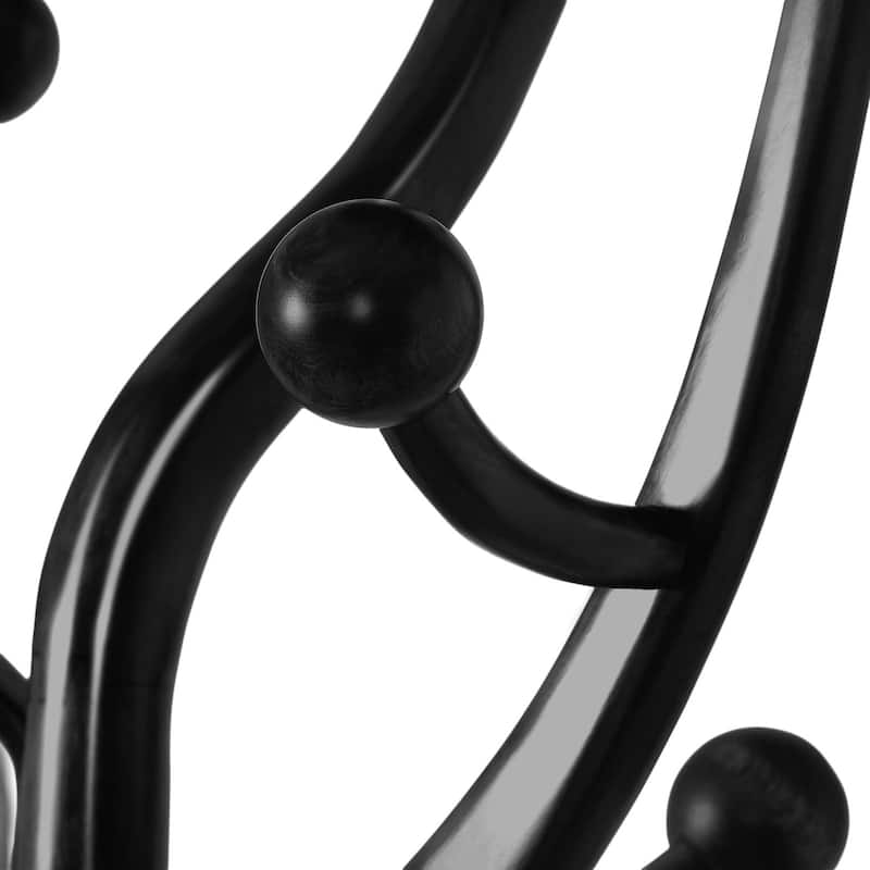 Tree-branch Rubberwood Freestanding Coat Rack with Hooks