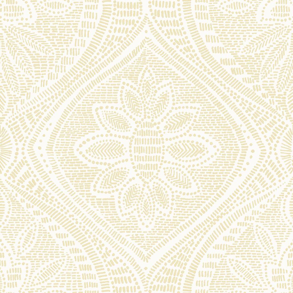 A-Street Prints Scout Light Yellow Floral Ogee Wallpaper
