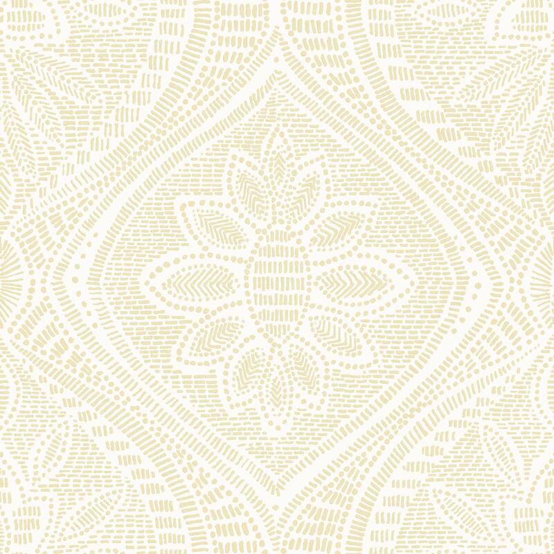 A-Street Prints Scout Light Yellow Floral Ogee Wallpaper