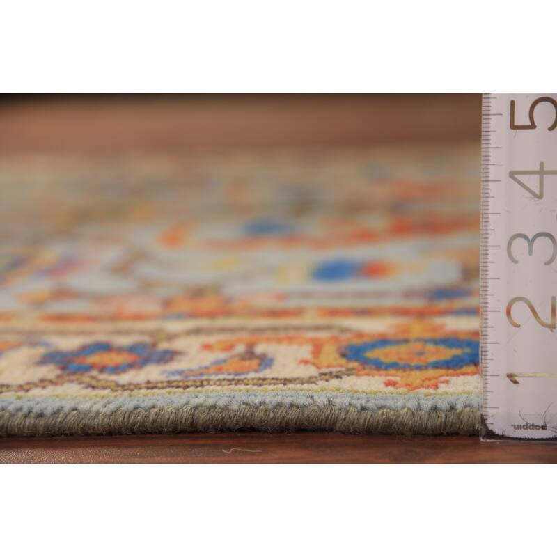 Floral Blue Oushak Oriental Rug Handmade Wool Carpet - 3'10"x 6'0"