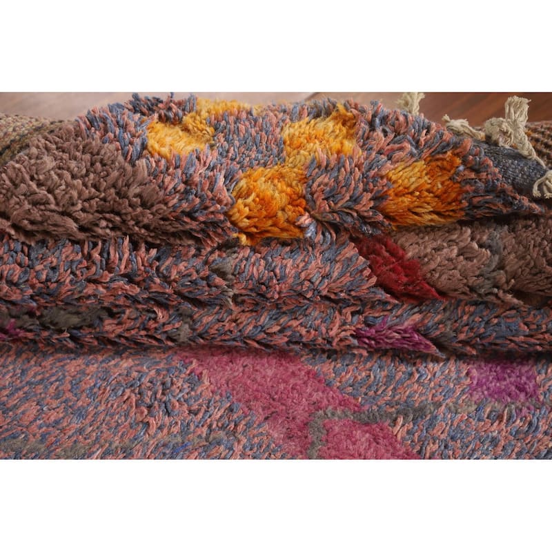 Tribal Moroccan Area Rug Hand-Knotted Oriental Wool Carpet - 6'11" x 10'9"