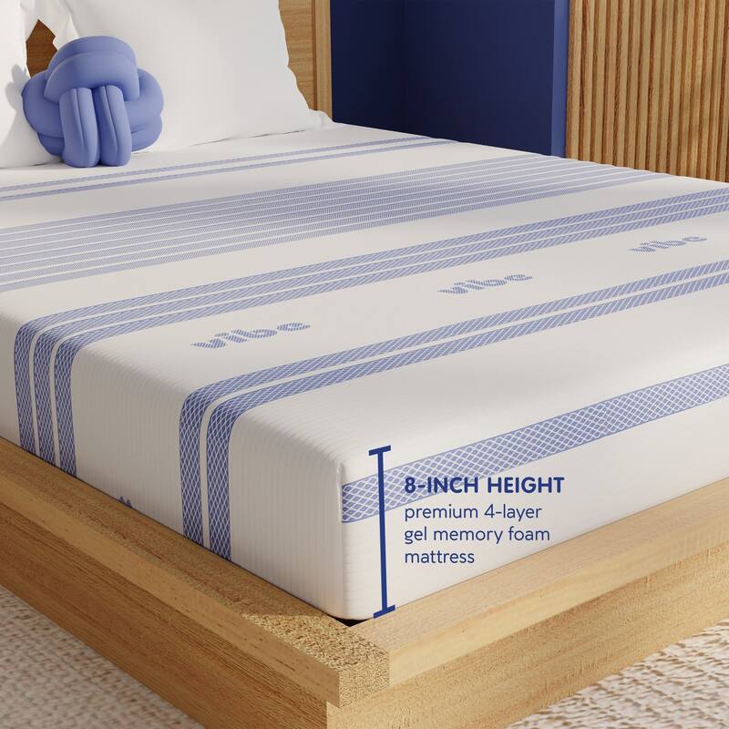 Vibe 8-Inch Cooling Gel Memory Foam Mattress, Fiberglass Free