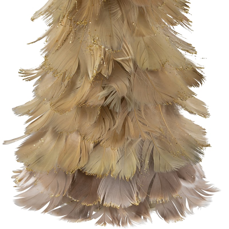 Small Layered Feathers Cone Tree Christmas Tabletop Decoration - 15.75"