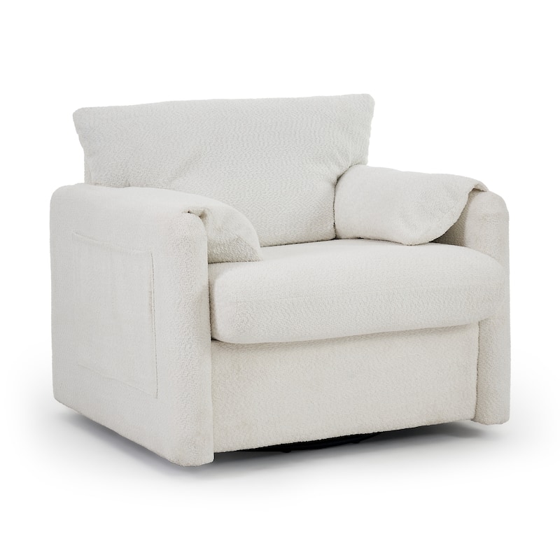 Swivel Accent Chair Single Seater - 360° Rotating Lounge Chair with Chenille Fabric & High-Resilience Cushion