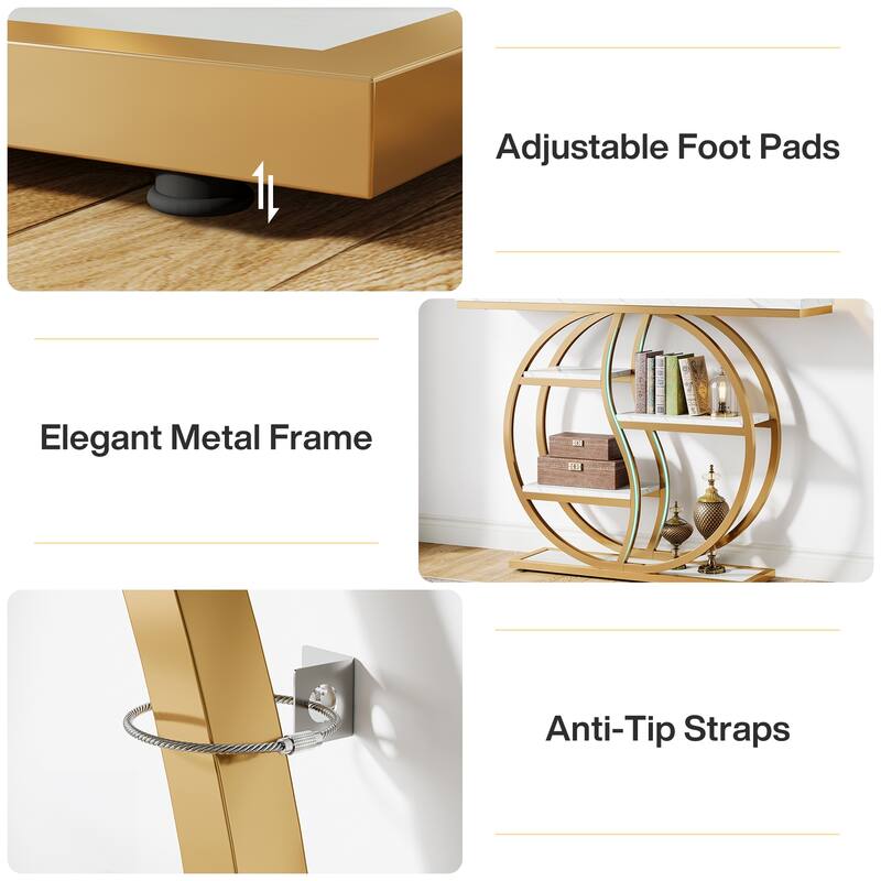 Industrial 5-Tier Console Sofa Table with Storage for Small Spaces