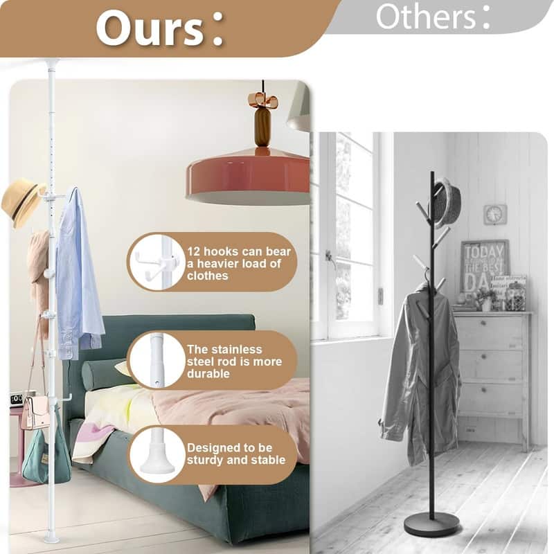 Coat Rack Freestanding - 110"D x 50"W x 56"H - White