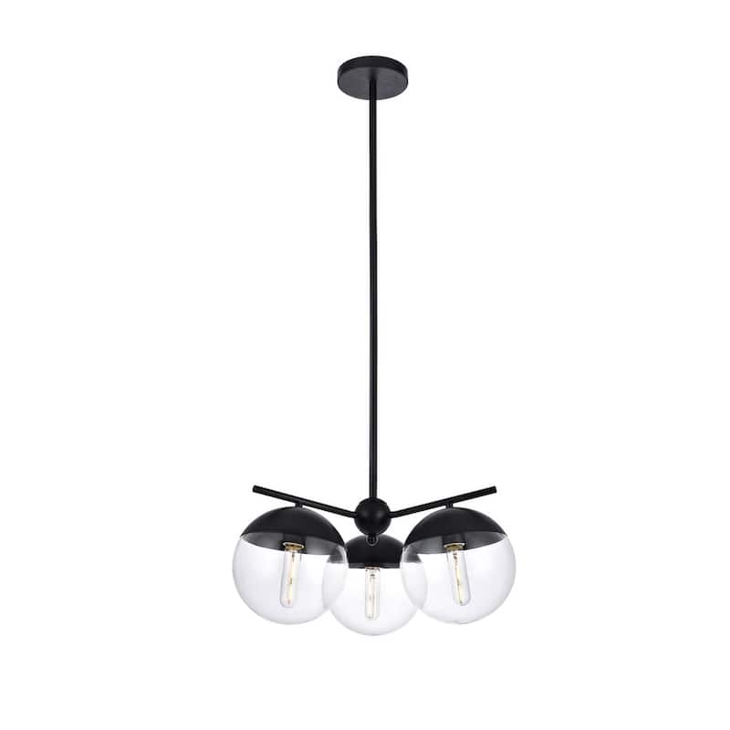 Clear Glass/ Metal 3-Light 21 inch Pendant