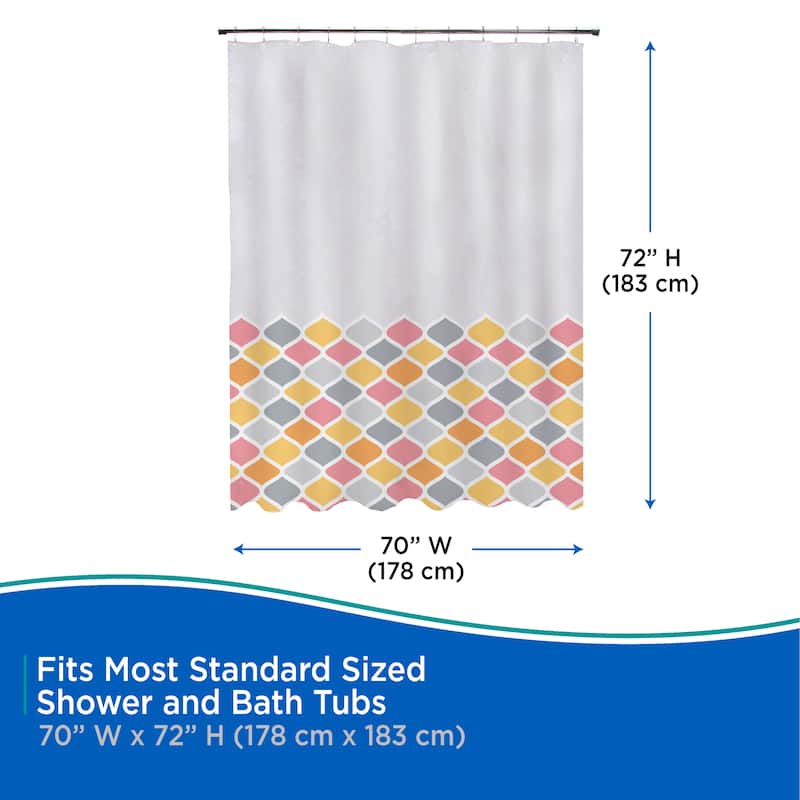 Kenney Medium Weight Decorative PEVA Shower Curtain Liner, 70" W x 72" H