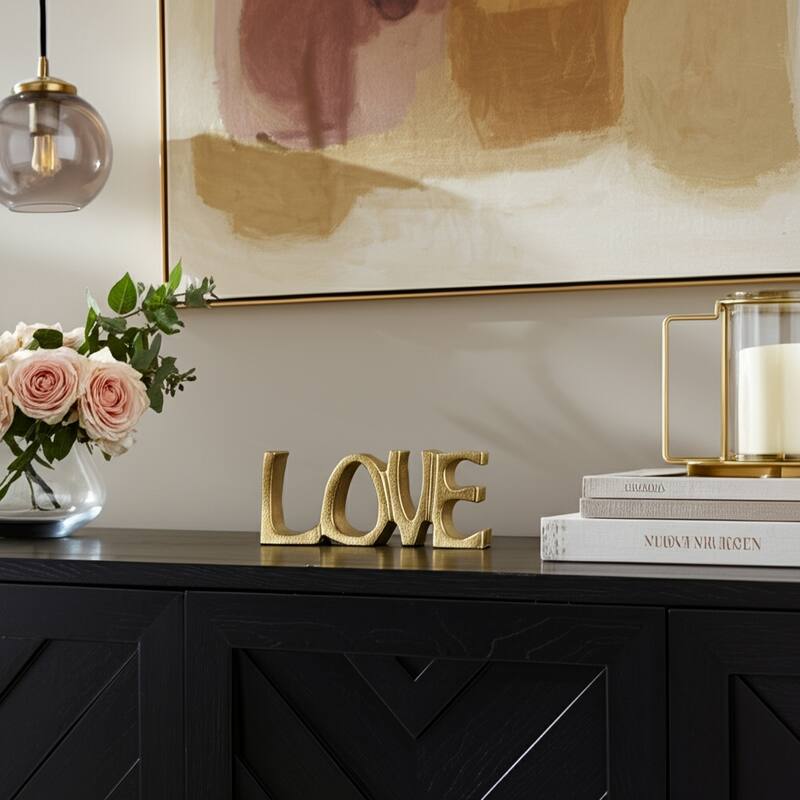 Decorative LOVE Sculpture for Home Decor - 8", Gold - 8" x 1.25" x 3.25"