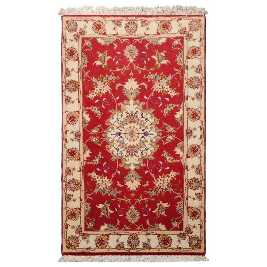2'4''x4 Hand Knotted Wool Rose Traditional 300 KPSI Rug - 2' 4'' x 4'
