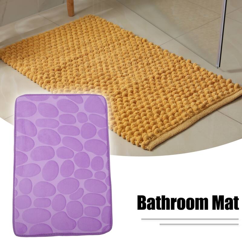 Non-Slip Bathroom Rugs, Polyester Bath Mat, Machine Washable Purple Cobblestone Pattern 23.62"x15.75" - Purple - 23.62"x 15.75"