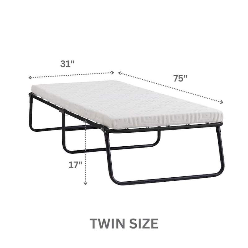 Boyd Sleep Folding Guest Bed - Metal Frame with Comfort Foam Mattress, Washable Removable Cover