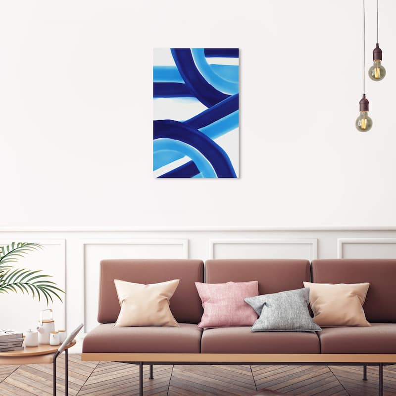 Wynwood Studio Canvas Abstract Greek Waves V Blue and Modern & Contemporary Wall Art Canvas Print - 30 x 20