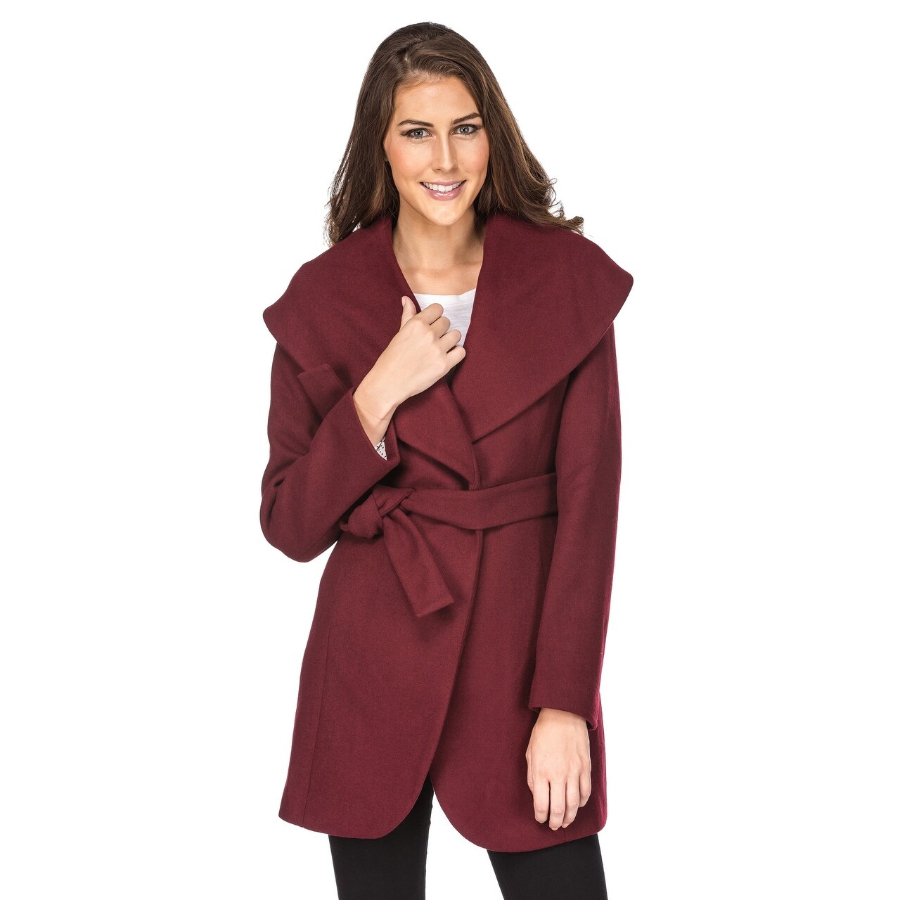 womens red wrap coat