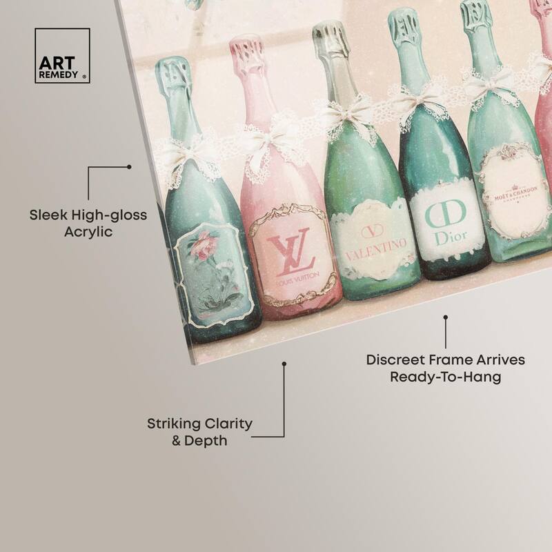 Champagne Mint and Pink Acrylic by Art Remedy, Ready to Hang