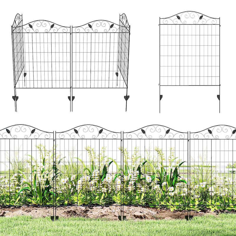 Outsunny Garden Decorative Fence 4 Panels 44in x 12ft Steel Wire Border Edging for Landscaping