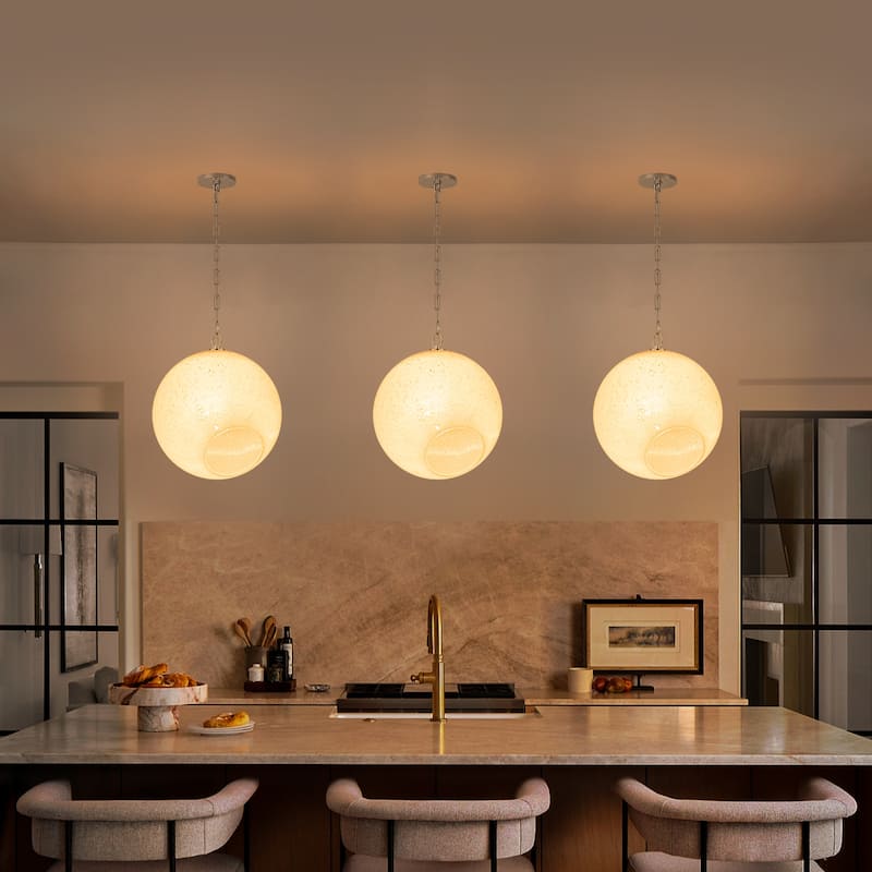 Modern White Bubble Glass Globe Pendant Light with Side Opening