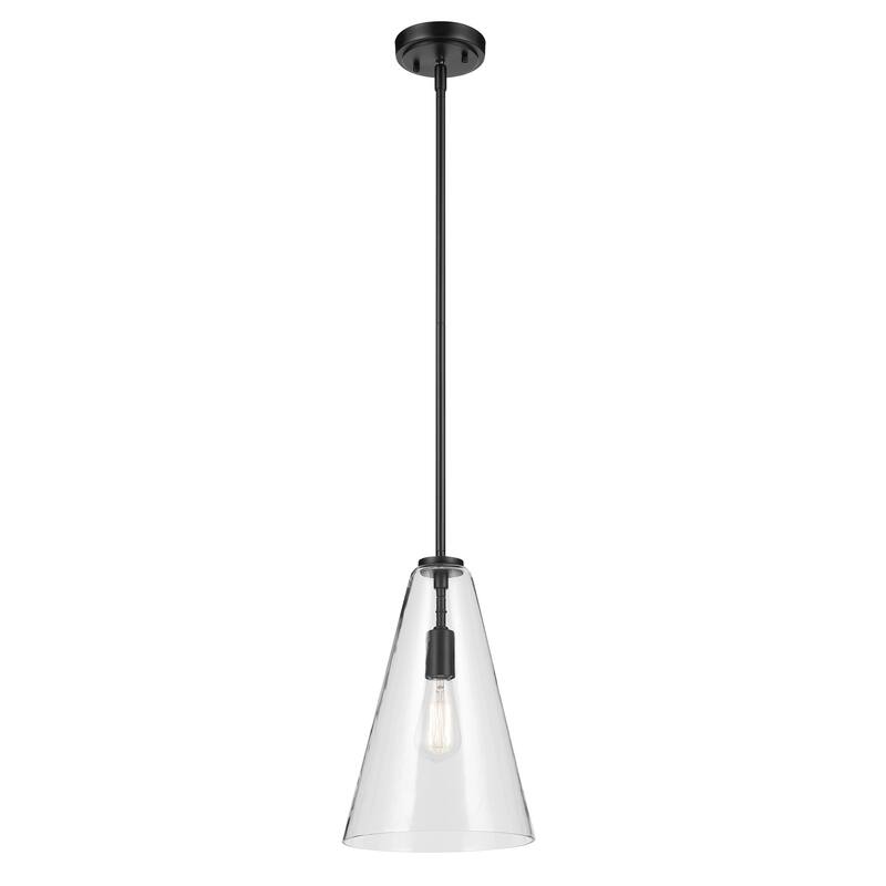 Kichler Lighting Everly 1-Light Cone Pendant Light with Clear Glass - Black - 10.25 inch