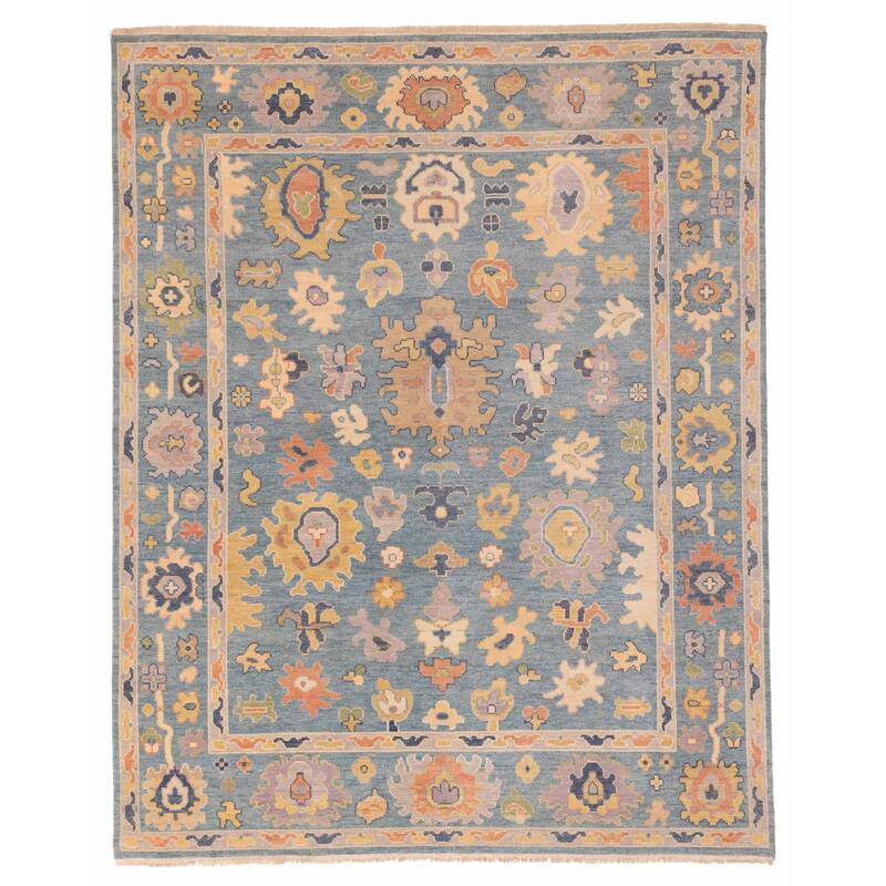 ECARPETGALLERY Hand-knotted Modern Oushak Turquoise Wool Rug - 8'1 x 9'11