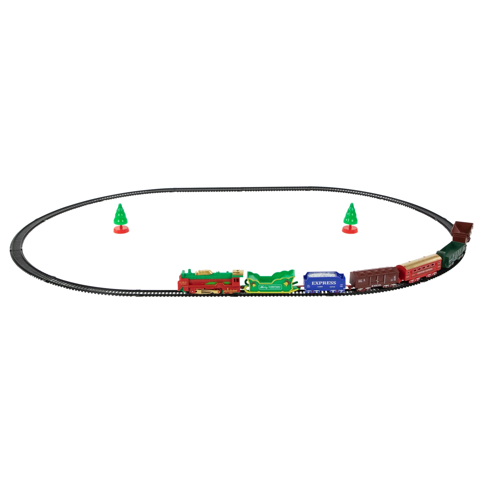 23 Pc Battery Operated Lighted and Animated Classic Christmas Train Set with Oval Track - 4.25"