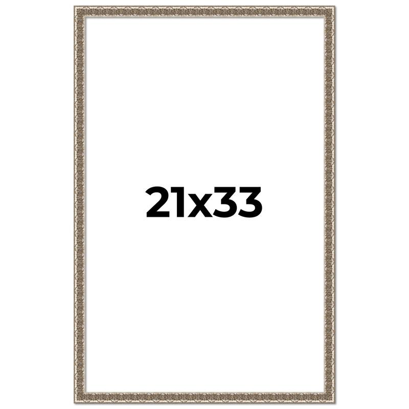 21x33 Frame Silver Versailles Ornate Solid Wood Picture Frame | 1 Inch