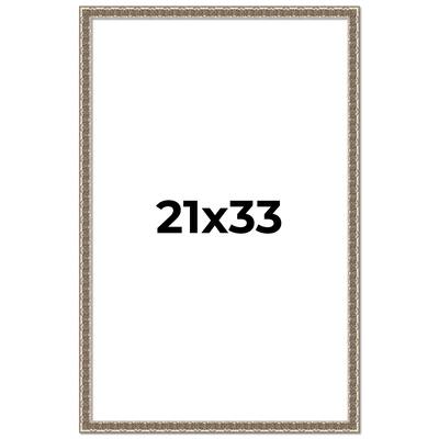 21x33 Frame Silver Versailles Ornate Solid Wood Picture Frame | 1 Inch